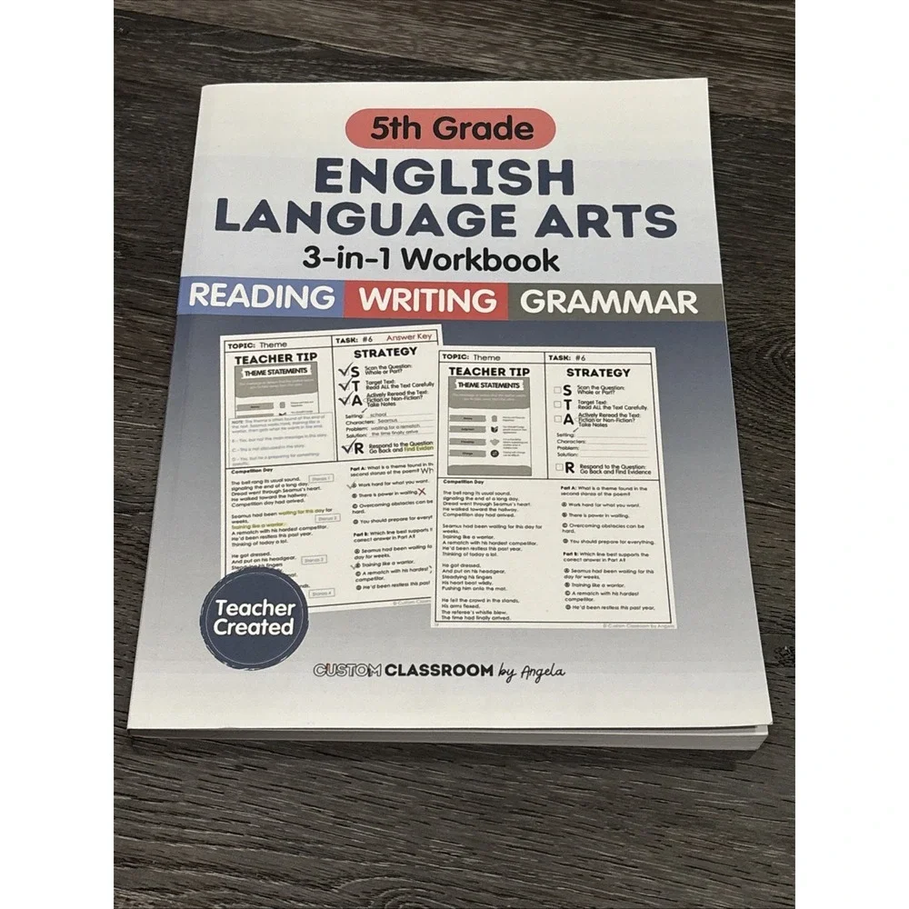 5th Grade ELA Workbook Reading Comprehension Writing and Grammar Practice